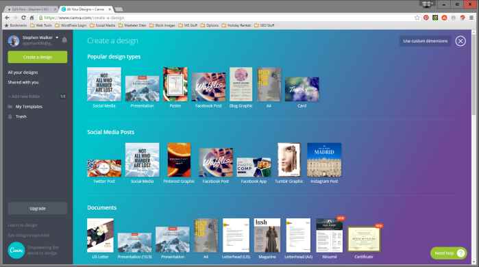 Canva - Expanded Templates View