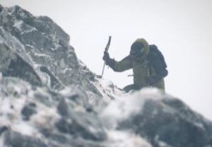 Kate struggles to the summit of Aonach Mor